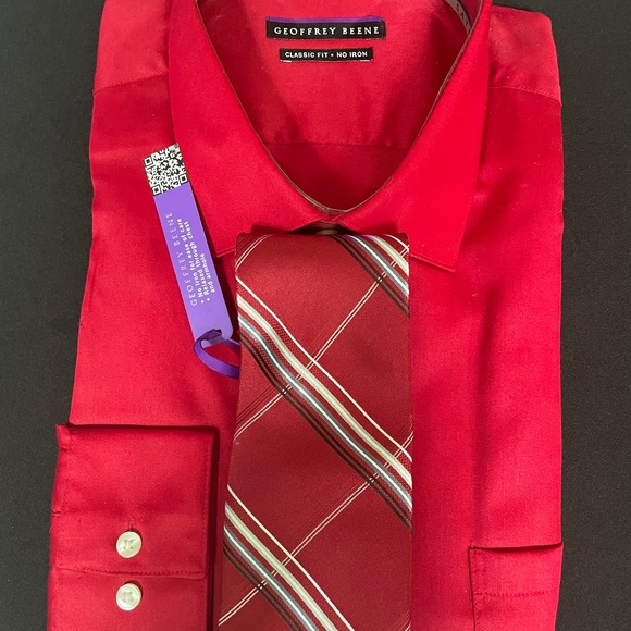 NEW!! Geoffrey Beene Men's Silk Plaids & Checks Neck Tie Red 3.75" x 58" - Picture 1 of 5